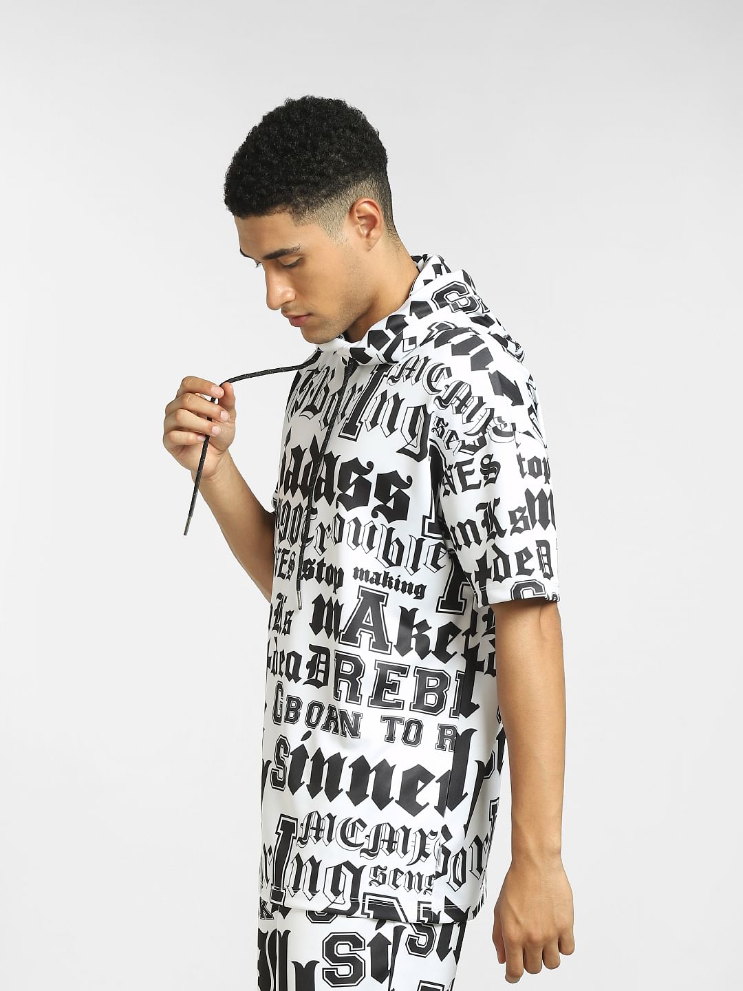 White Typographic Print Co-ord Sweatshirt