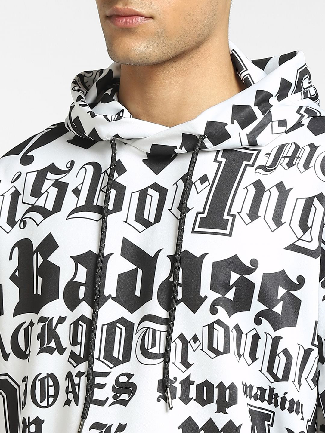 White Typographic Print Co-ord Sweatshirt