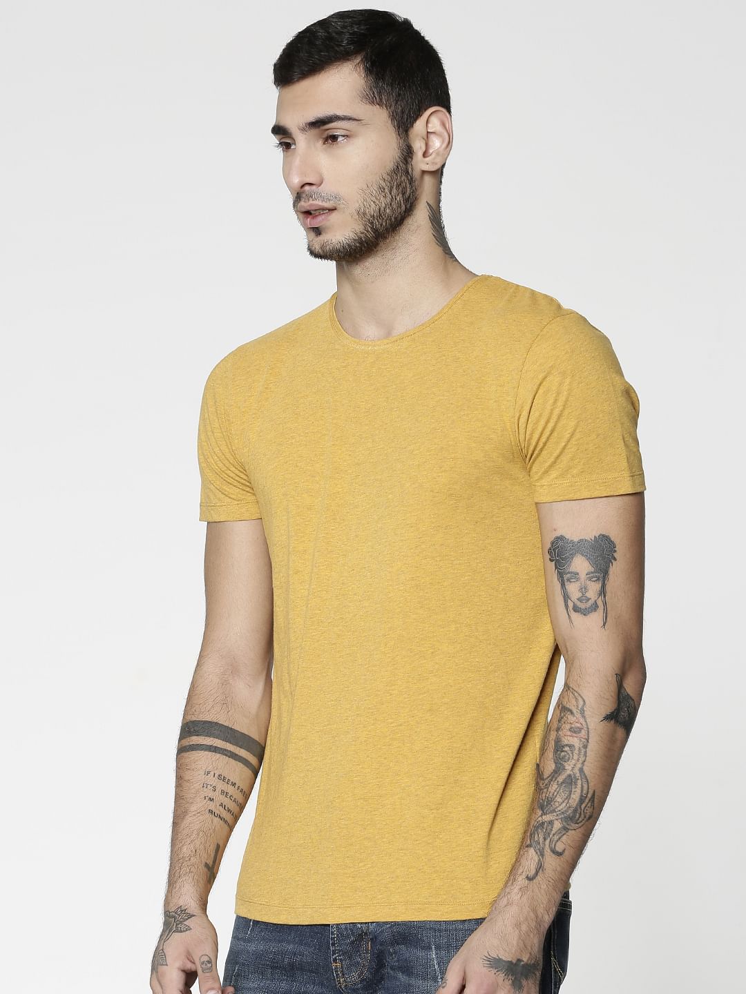Yellow Slim Fit Crew Neck T-Shirt