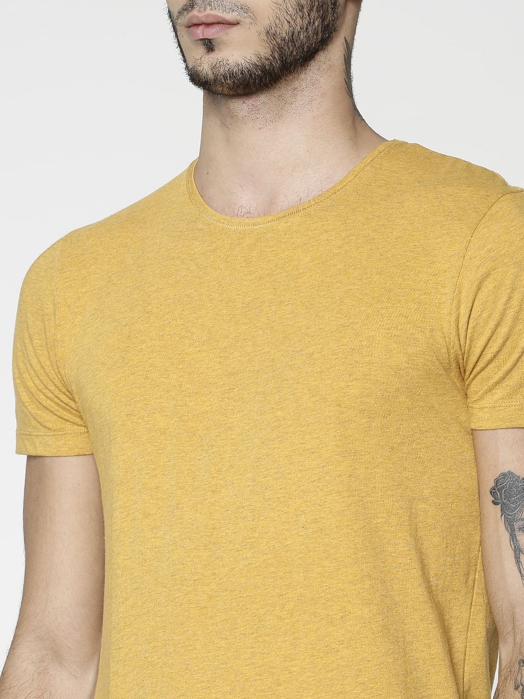 Yellow Slim Fit Crew Neck T-Shirt