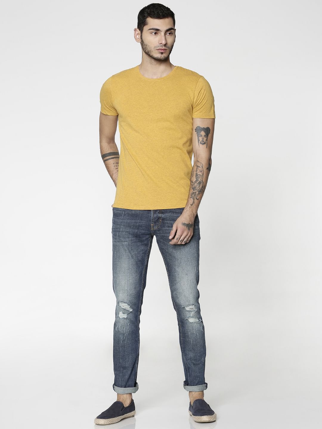 Yellow Slim Fit Crew Neck T-Shirt