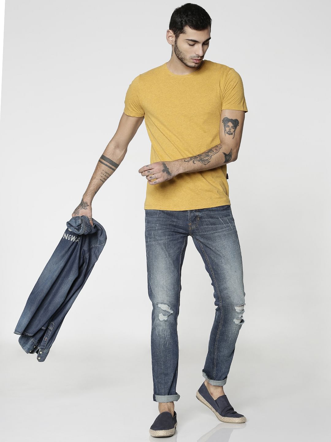 Yellow Slim Fit Crew Neck T-Shirt