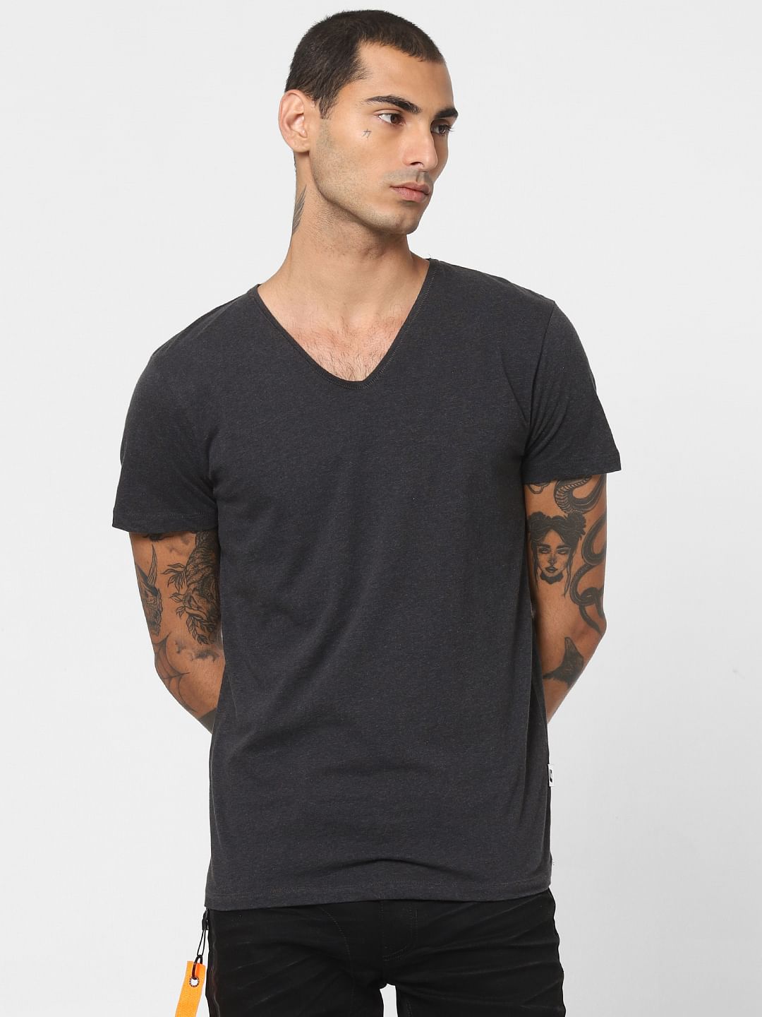 Dark Grey V Neck T-shirt