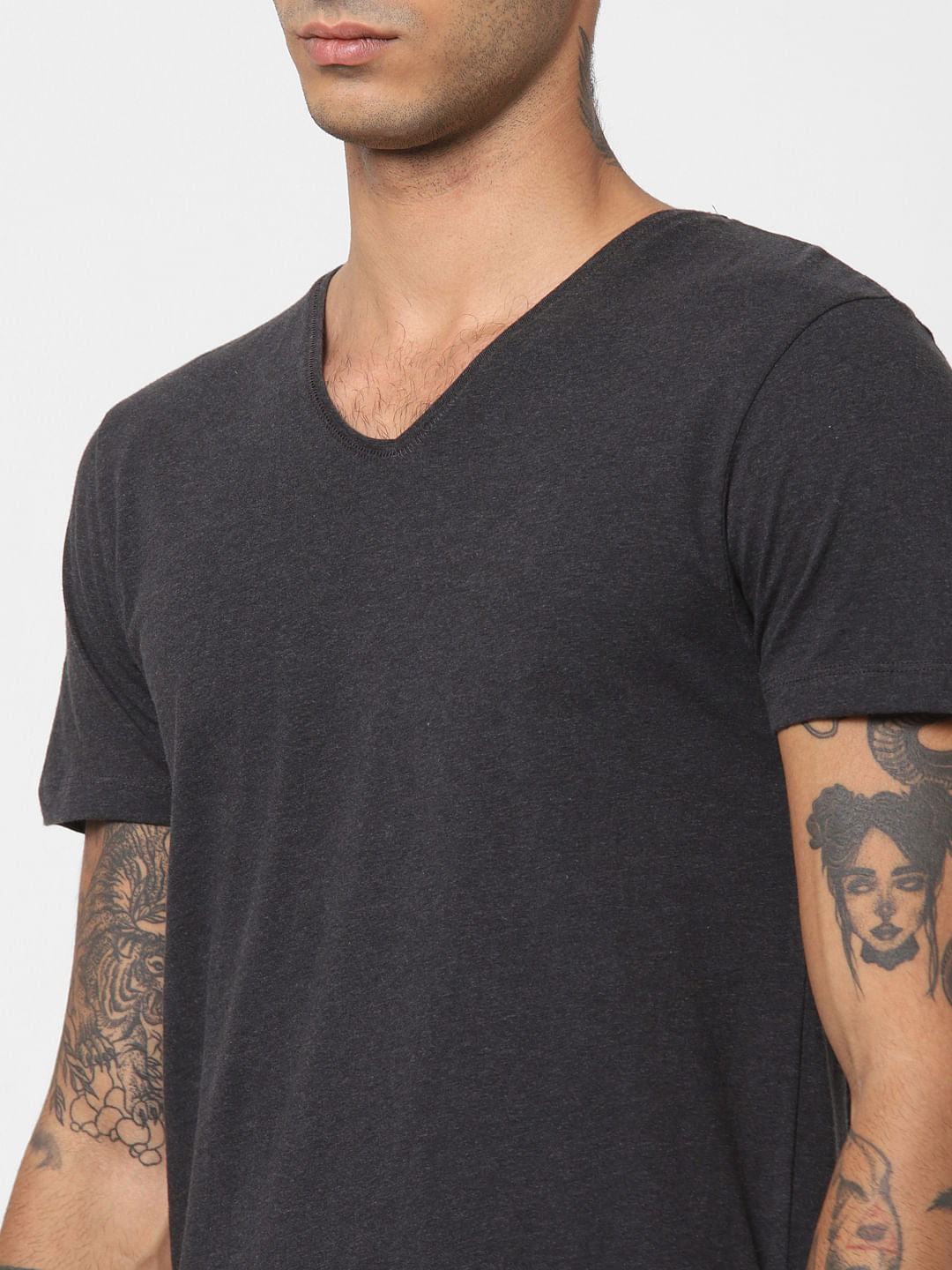 Dark Grey V Neck T-shirt