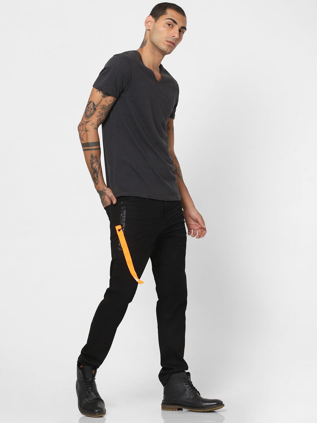 Dark Grey V Neck T-shirt