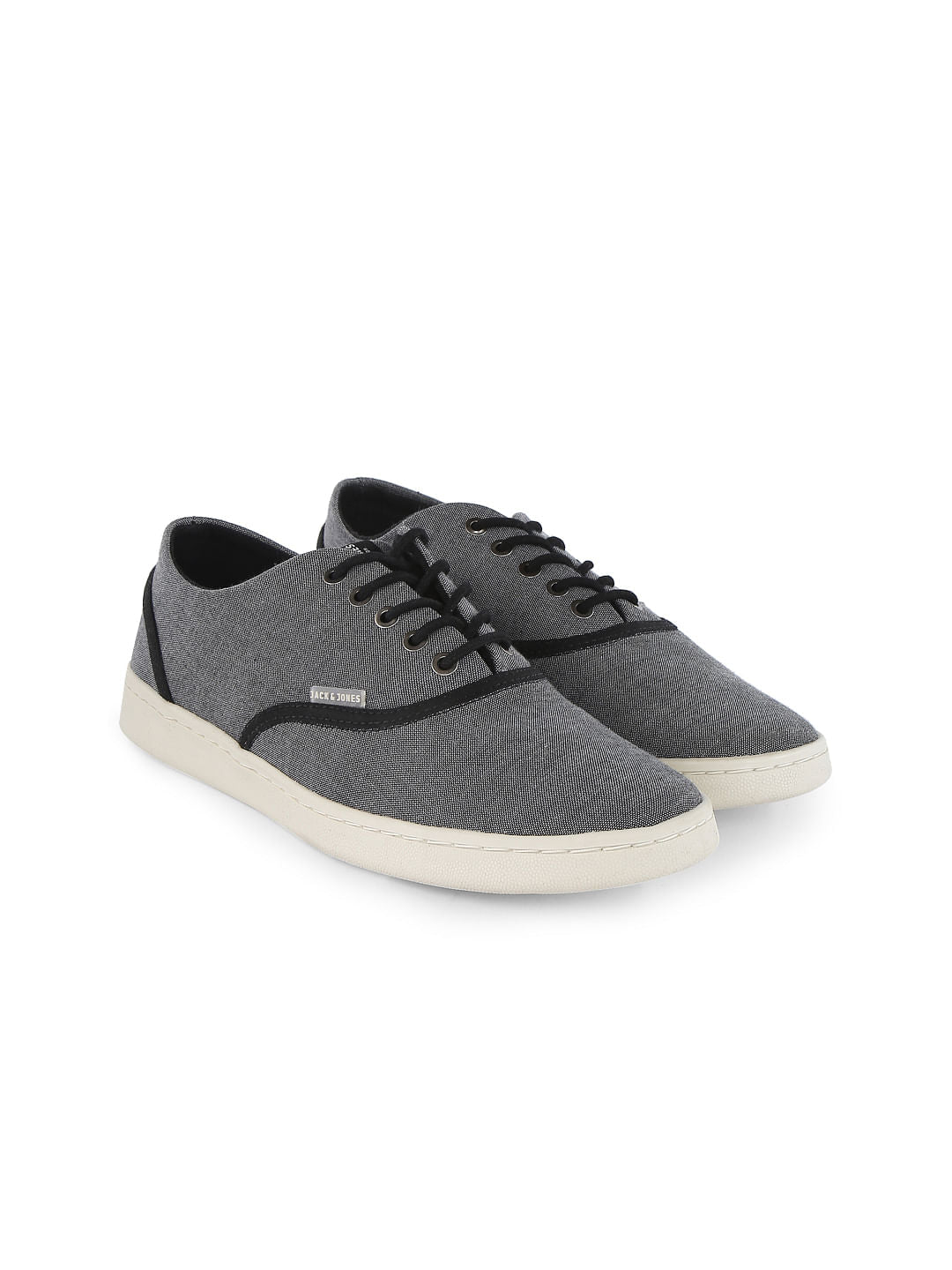 Charcoal Grey Canvas Lace Up Sneakers