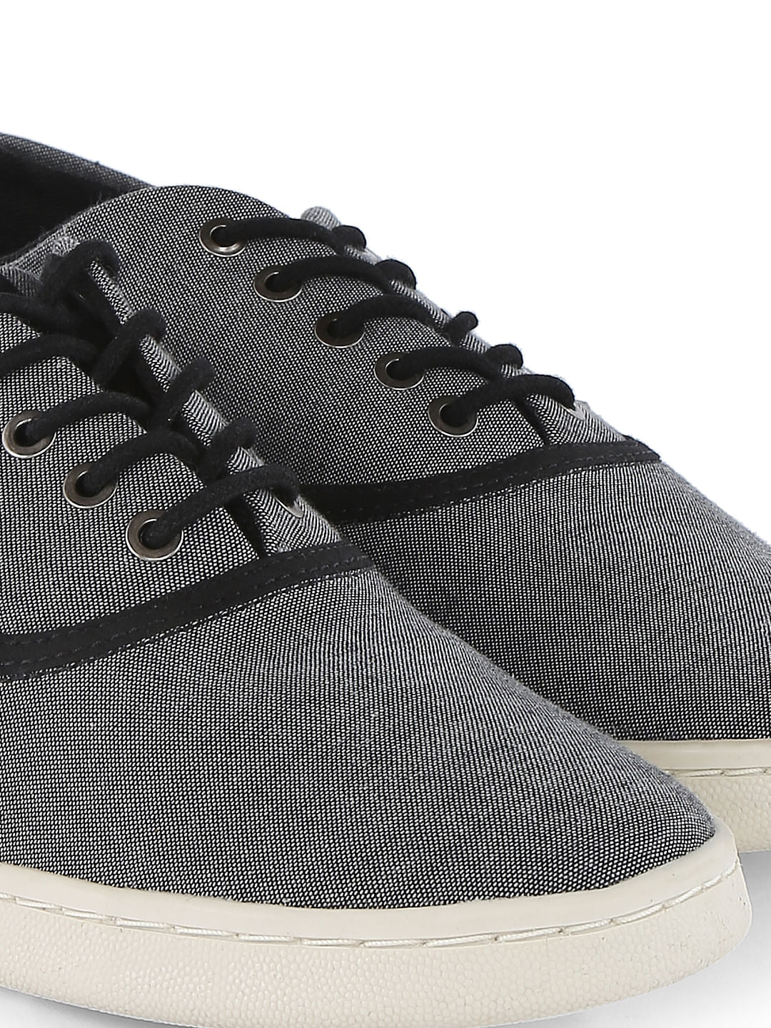 Charcoal Grey Canvas Lace Up Sneakers