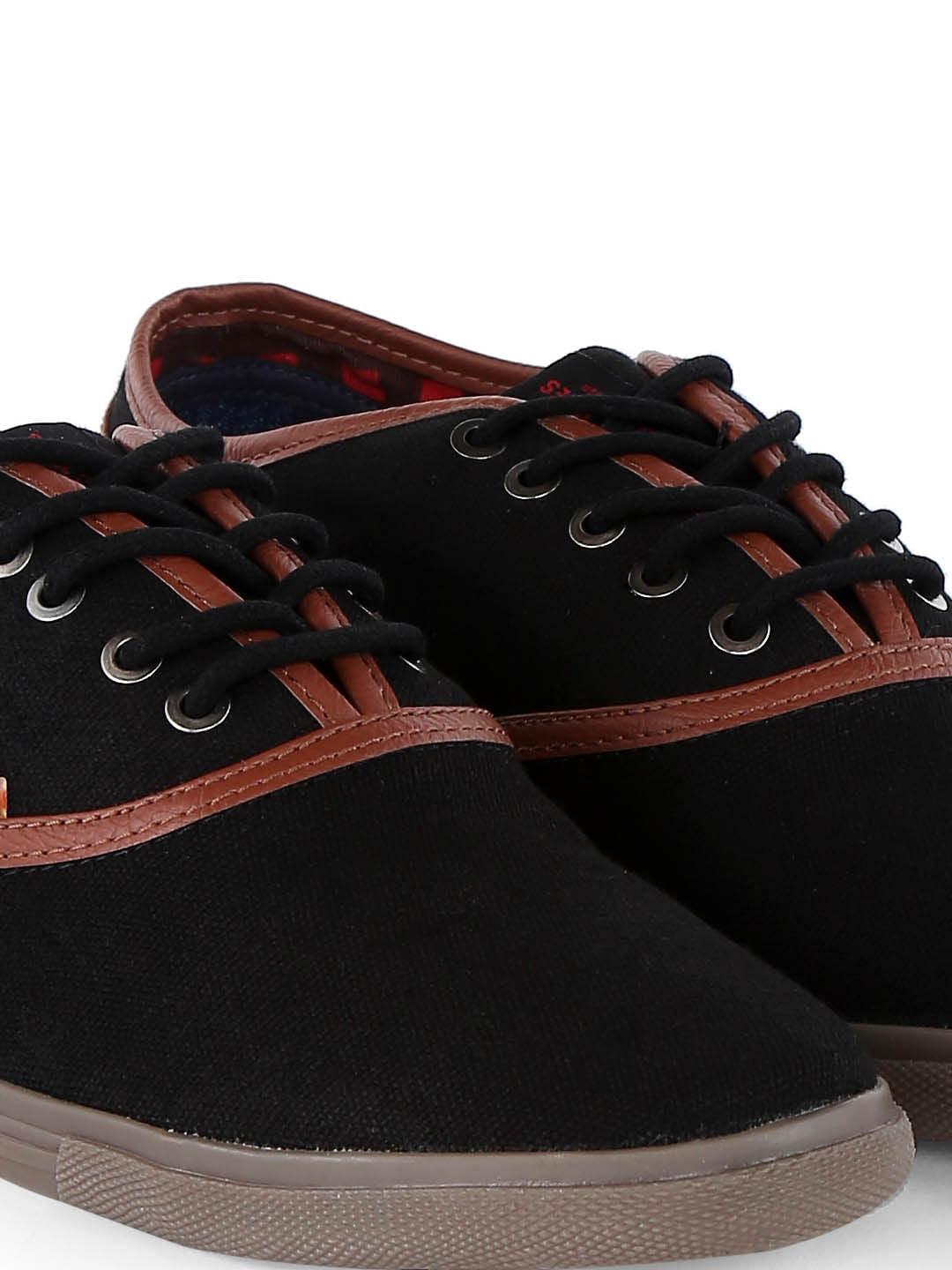 Black Canvas Lace Up Sneakers