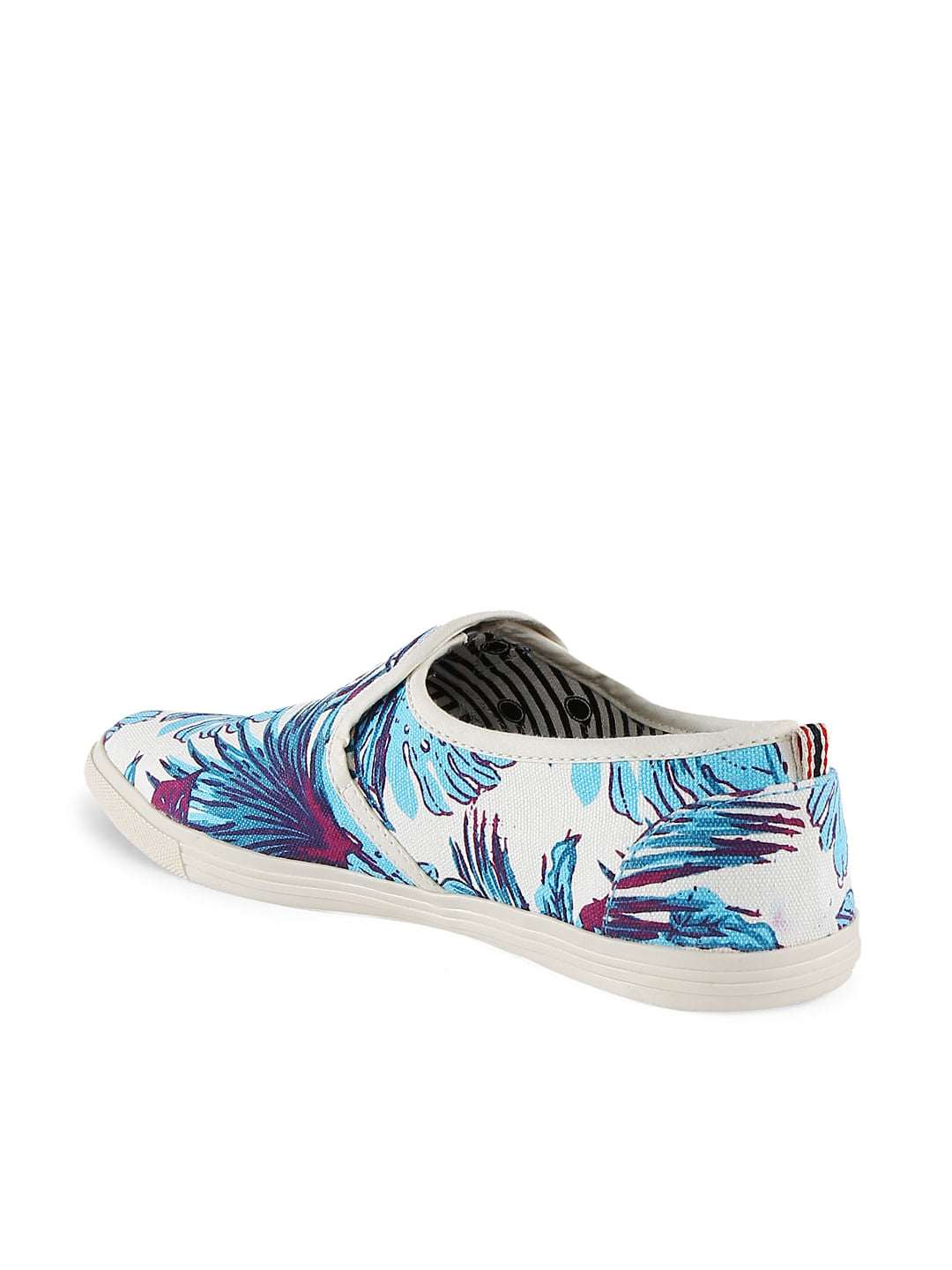 Blue Tropical Print Slip Ons