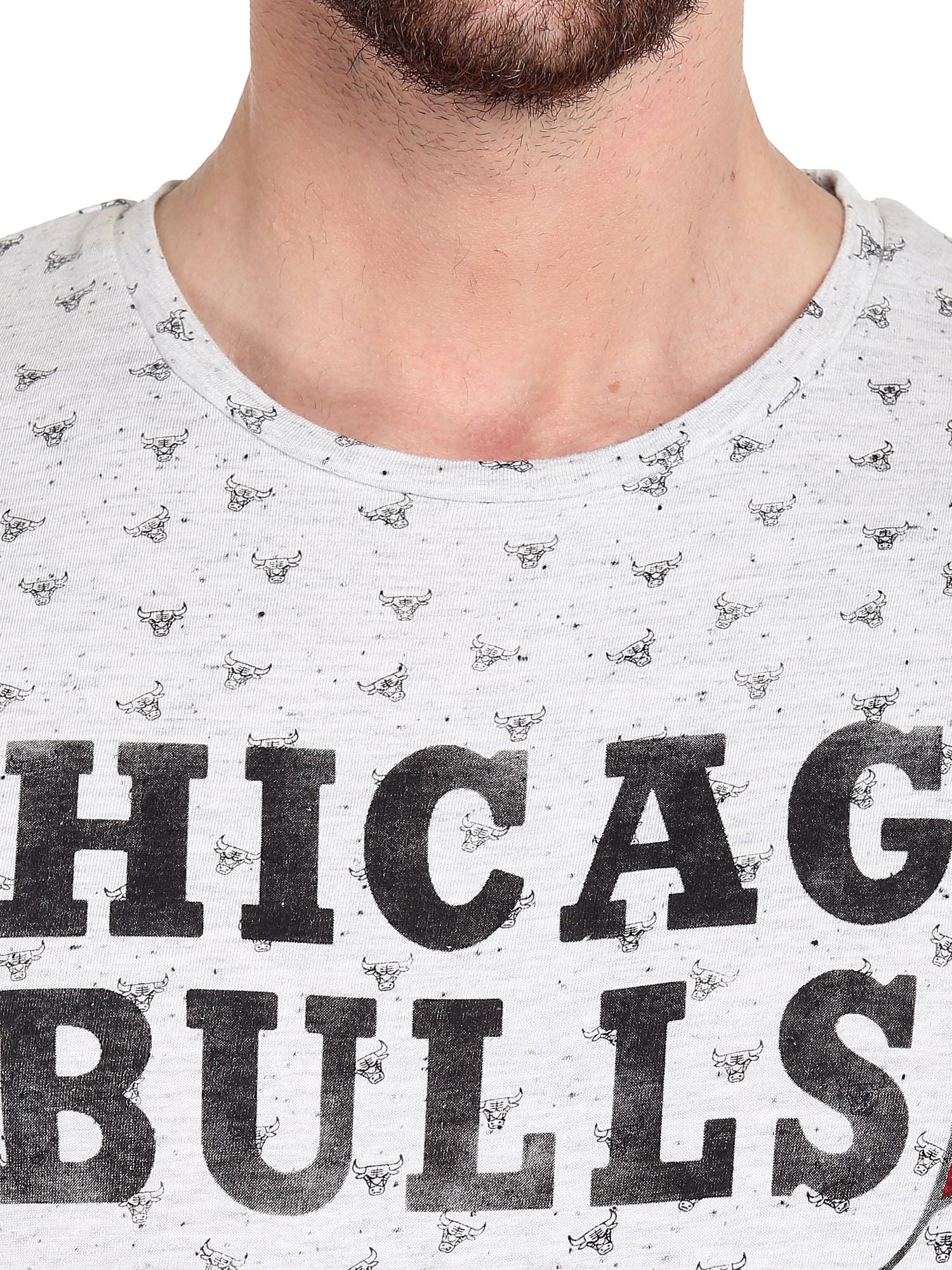 Chicago Bulls Printed White Crew Nba Neck T-Shirt