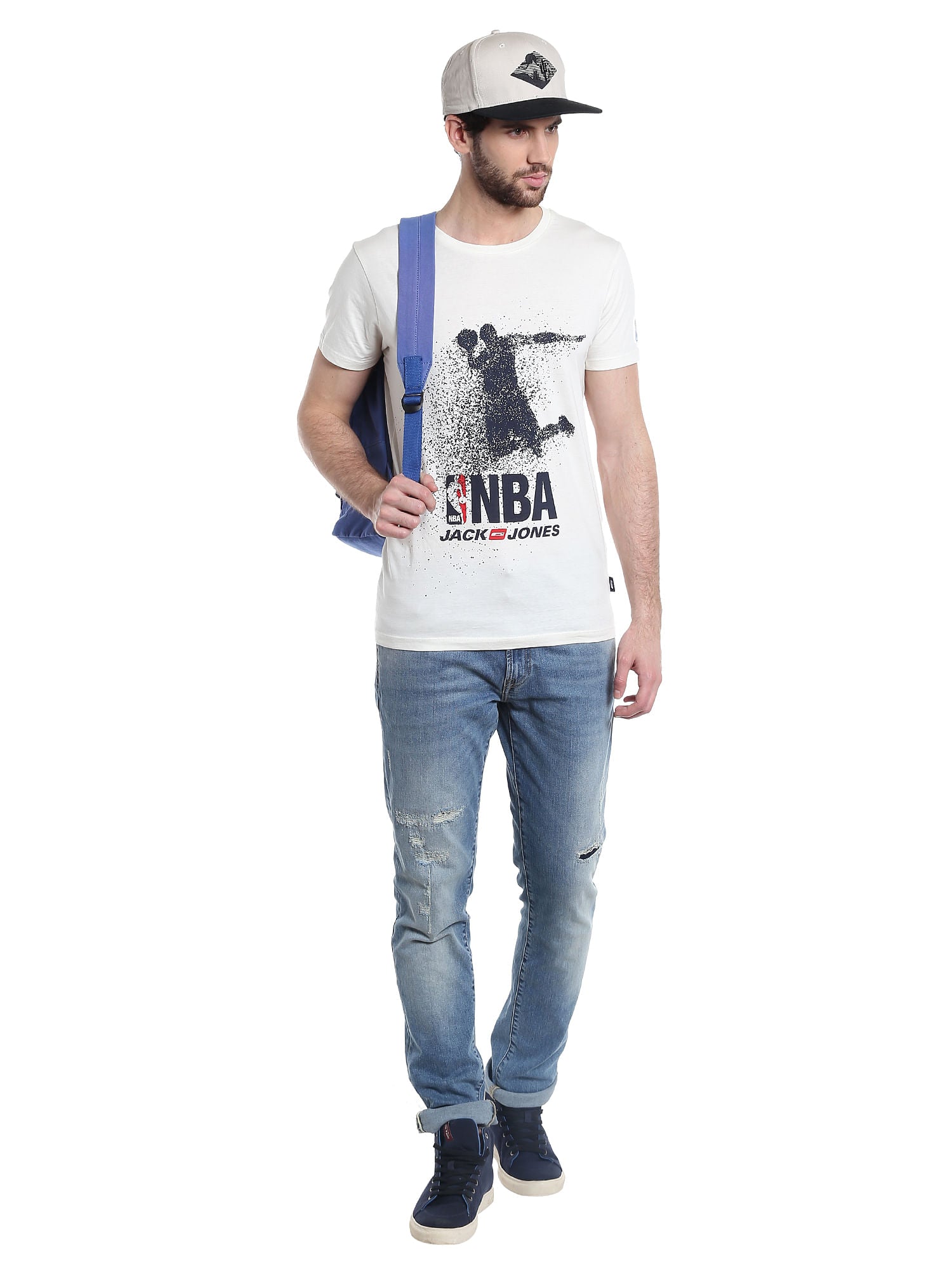 Nba Logo Grey Crew Neck T-Shirt