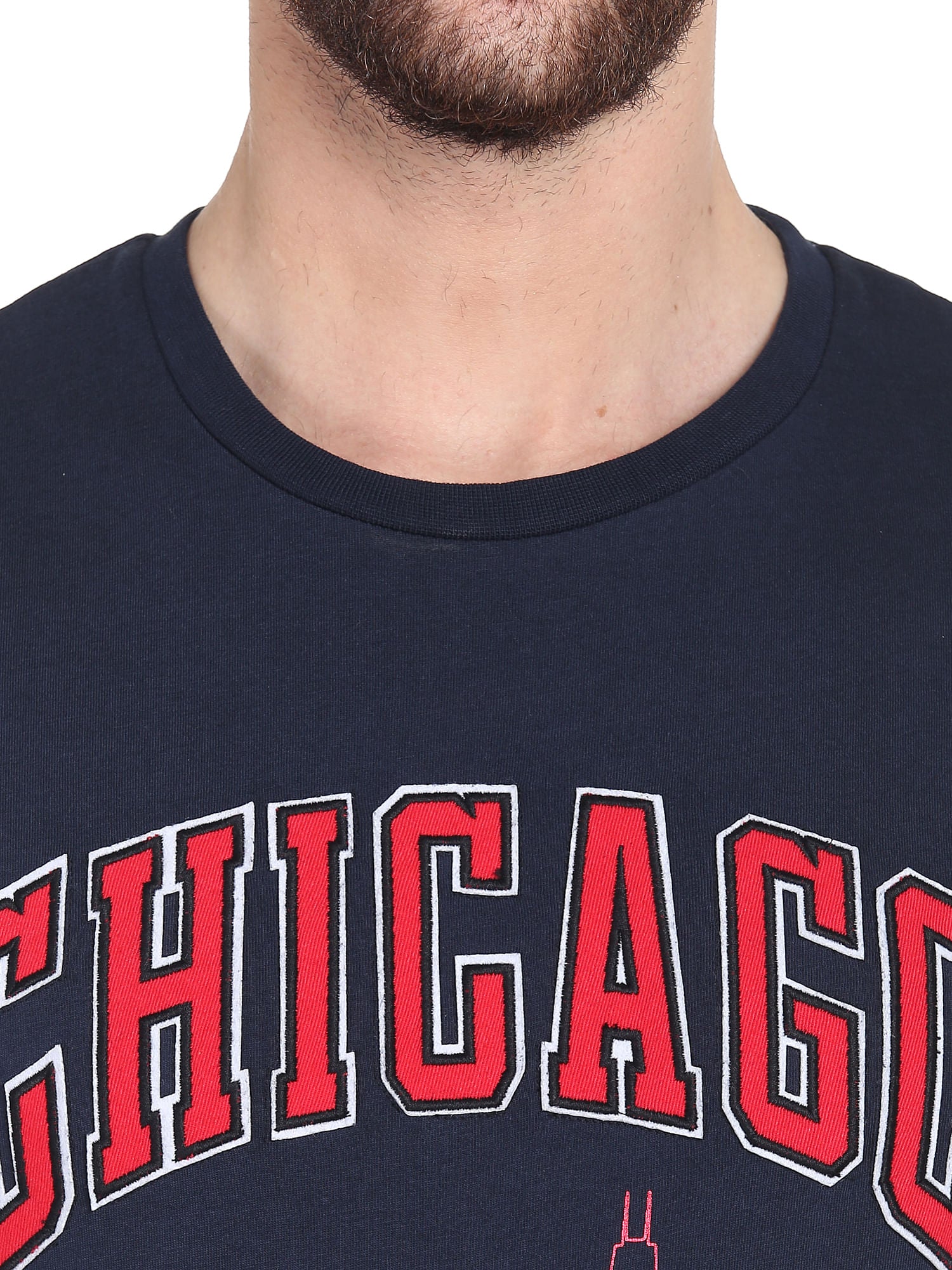 Chicago Bulls Navy Blue Crew Neck Nba T-Shirt