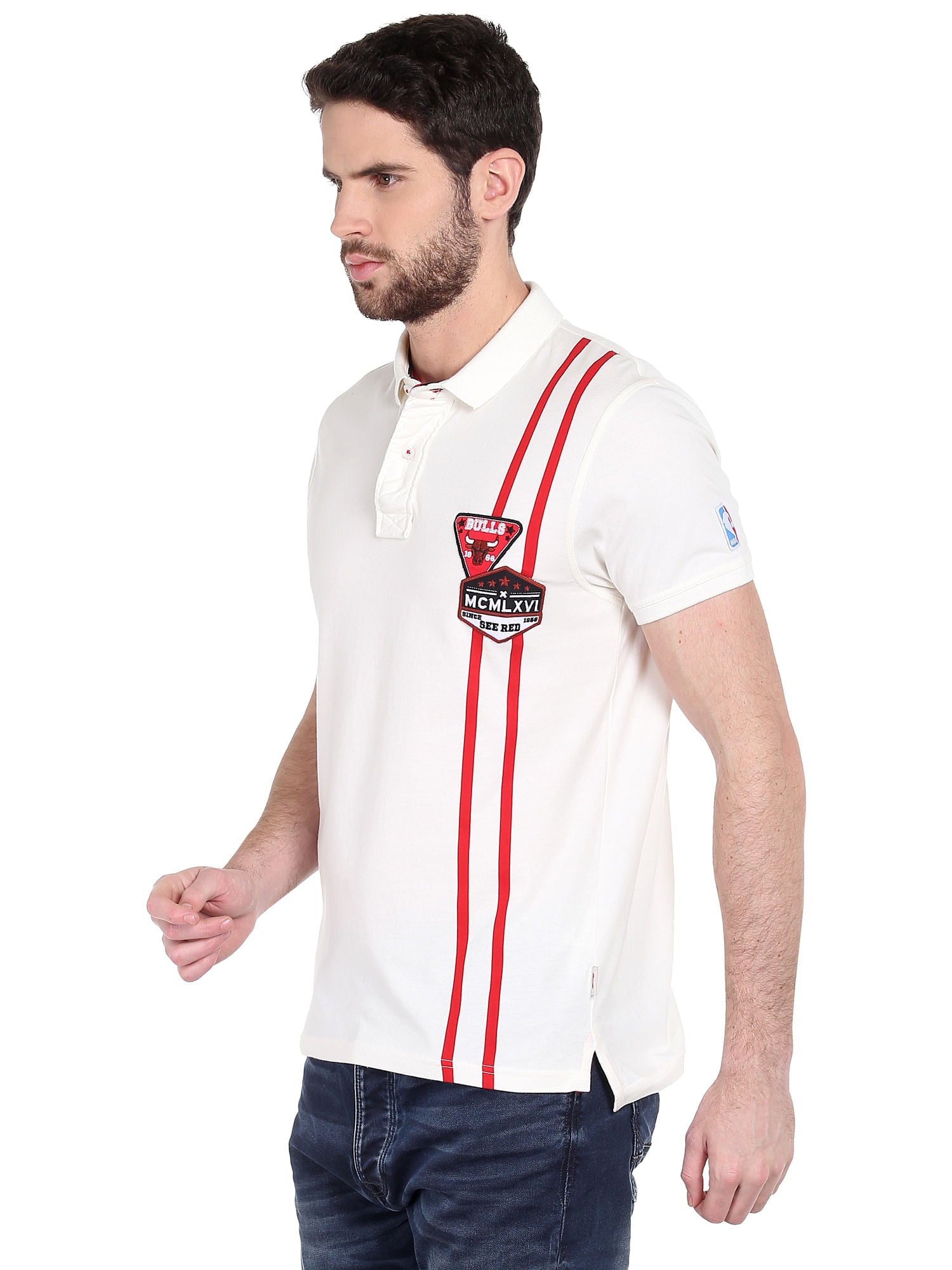 Chicago Bulls White Nba Polo T-Shirt