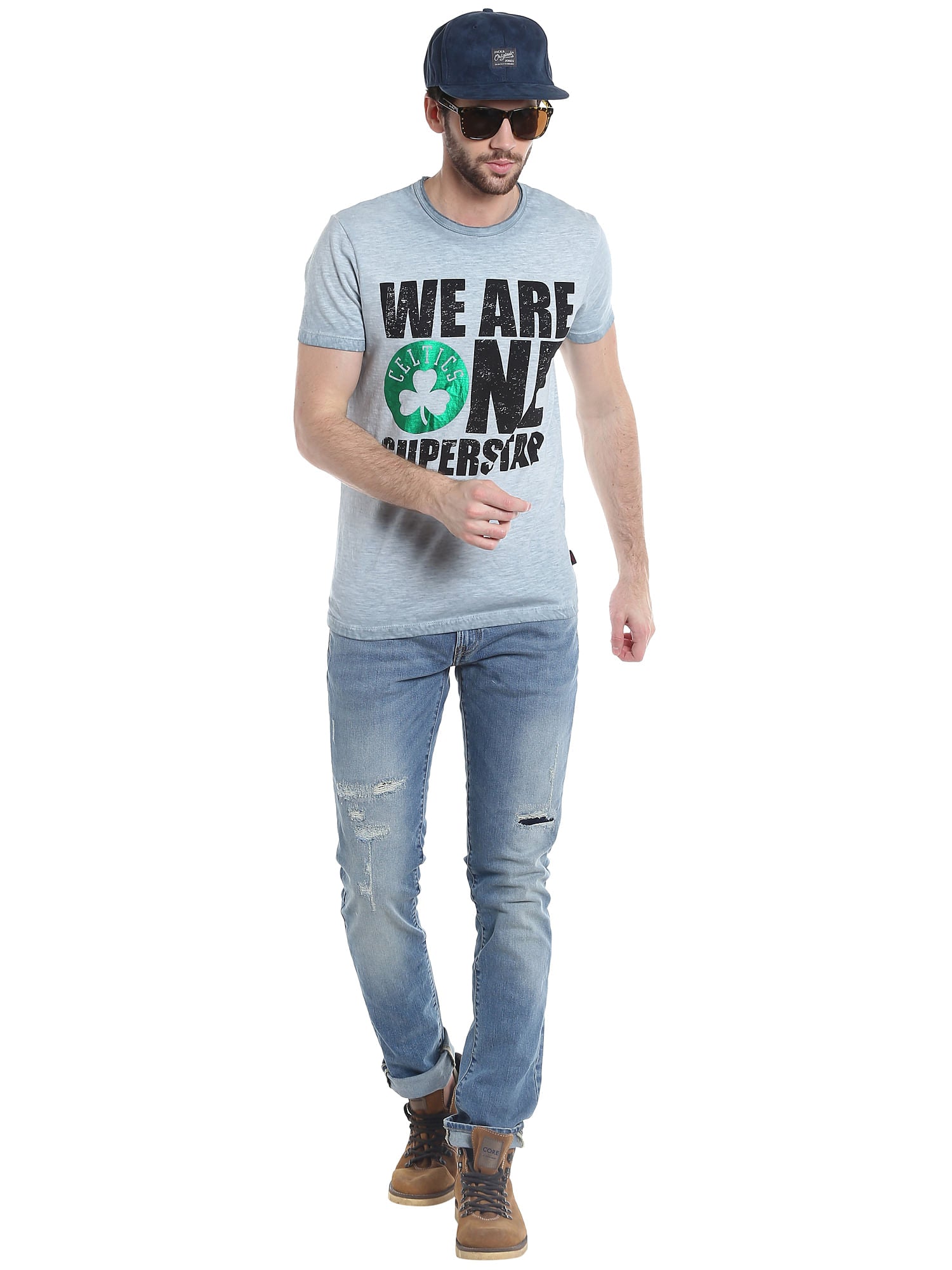 Boston Celtics Grey Crew Neck Nba T-Shirt