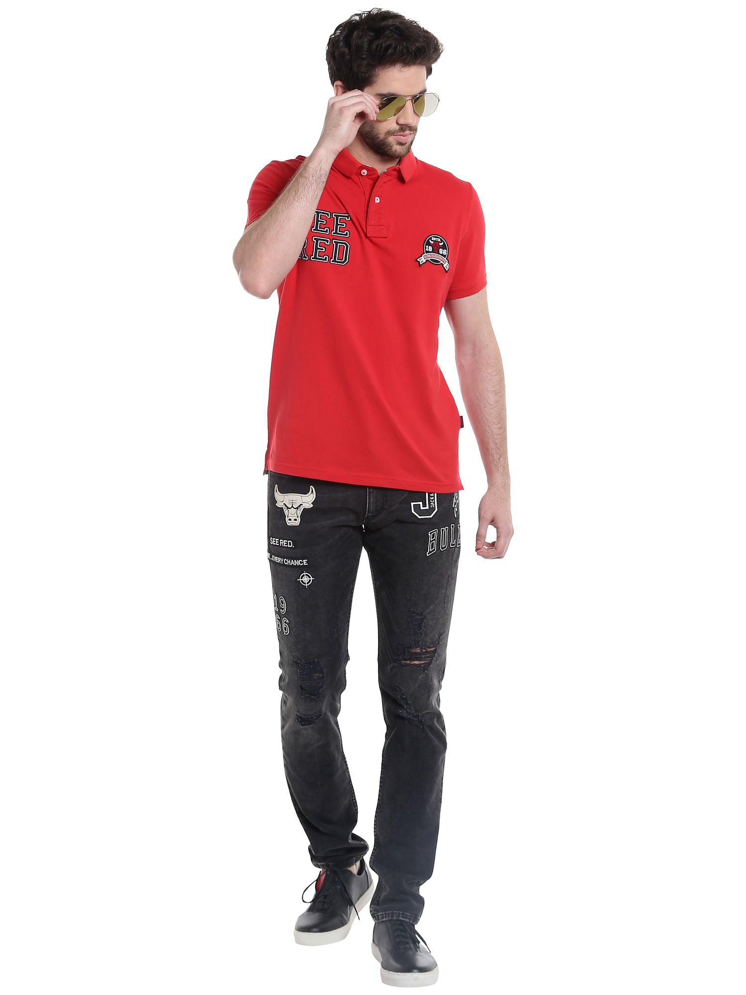 Chicago Bulls Red Nba Polo T-Shirt