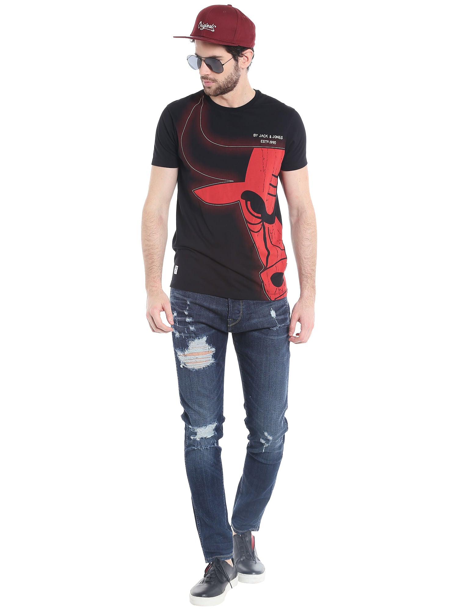 Chicago Bulls Black Crew Neck Nba T-Shirt