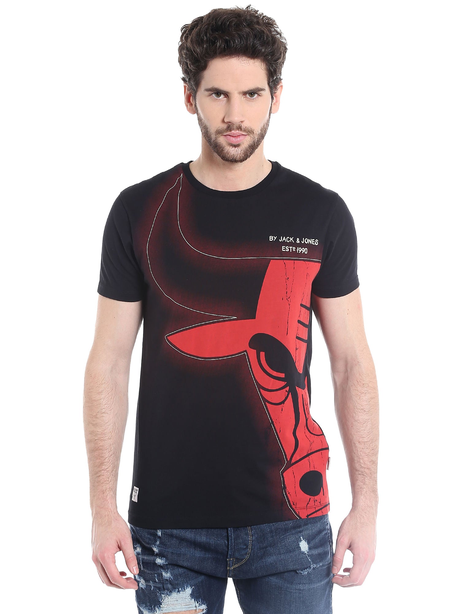 Chicago Bulls Black Crew Neck Nba T-Shirt