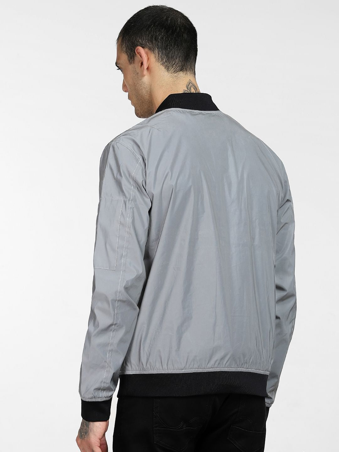 Grey Reflective Bomber Jacket