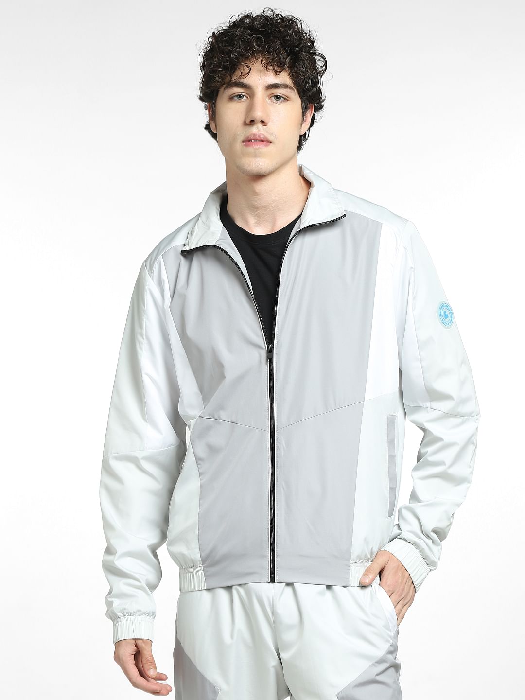 Grey Colourblocked Track Co-ord Jacket