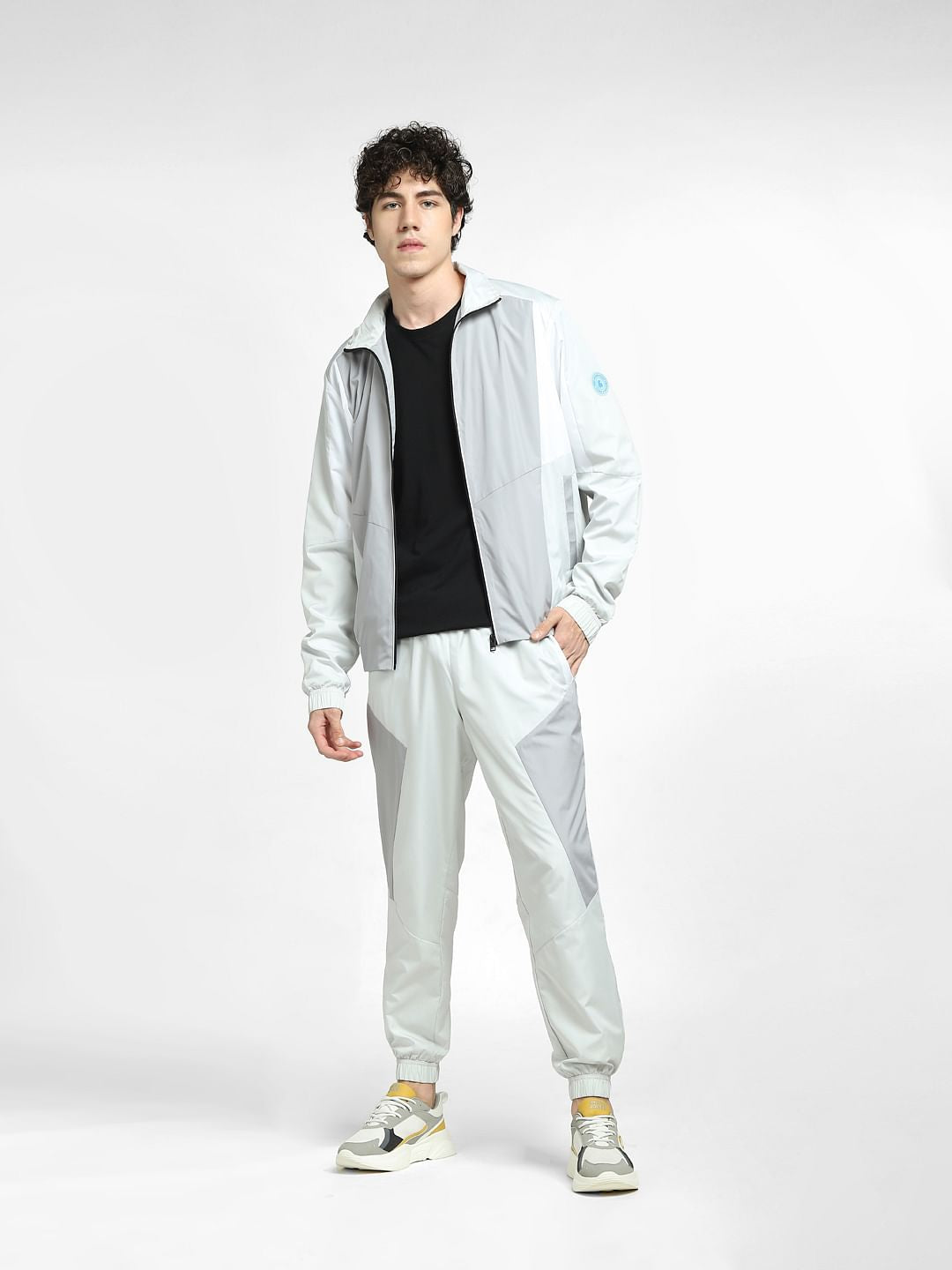 Grey Colourblocked Track Co-ord Jacket