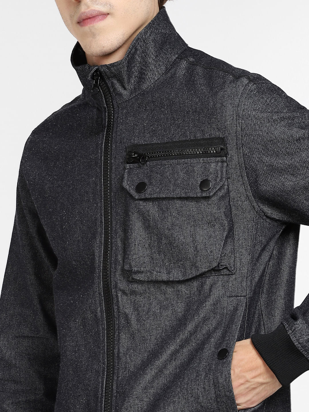Dark Grey High Neck Jacket