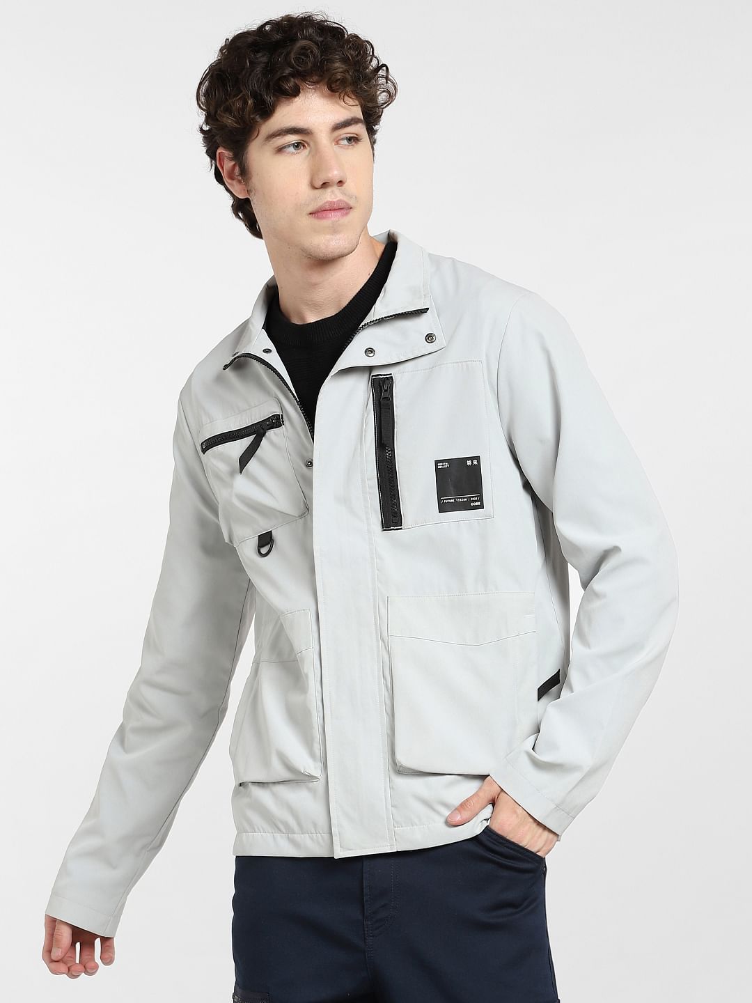 Light Grey High Neck Jacket