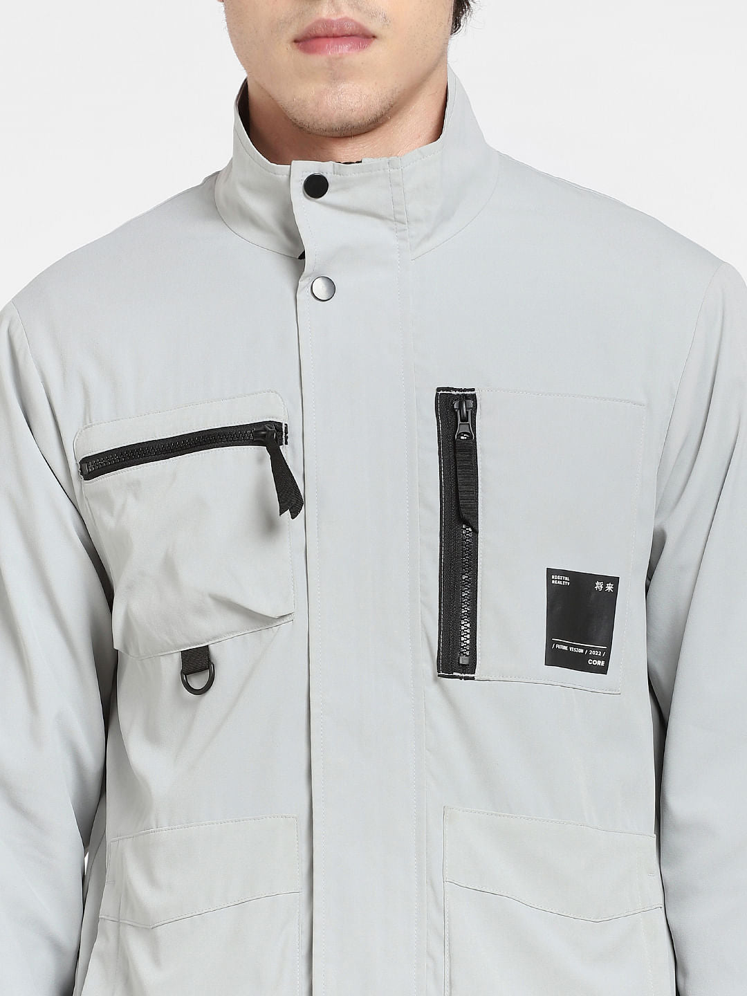 Light Grey High Neck Jacket
