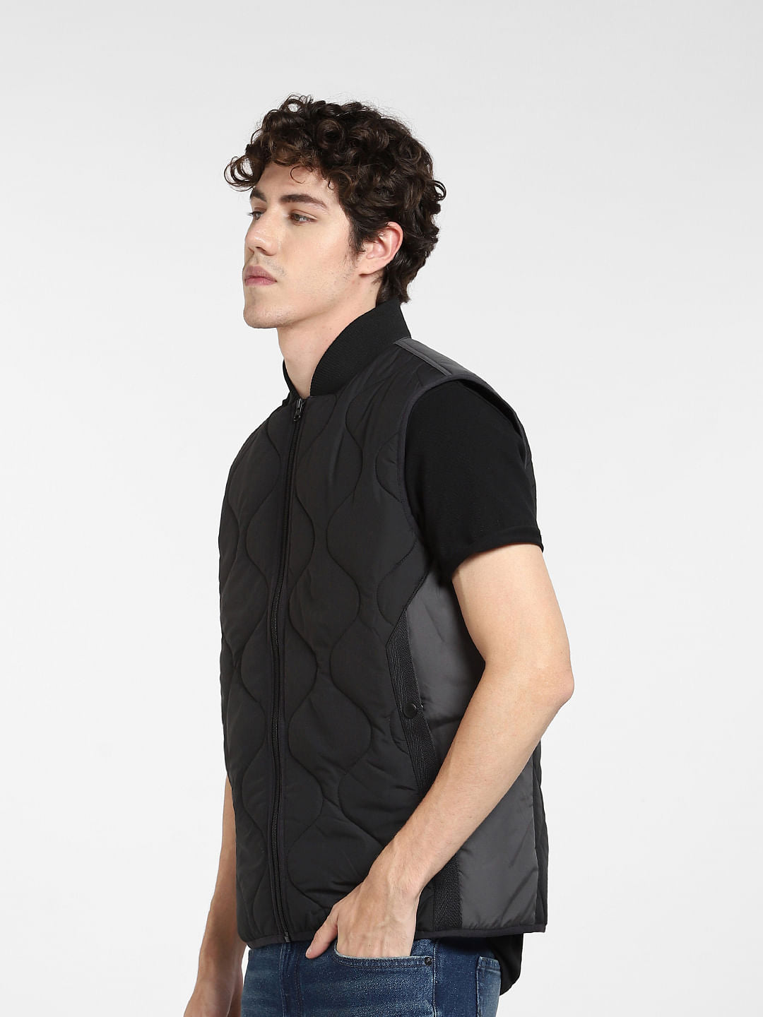 Black Quilted Vest Jacket