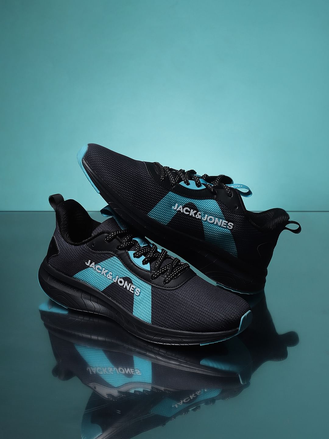 Black Colourblocked Knit Sneakers