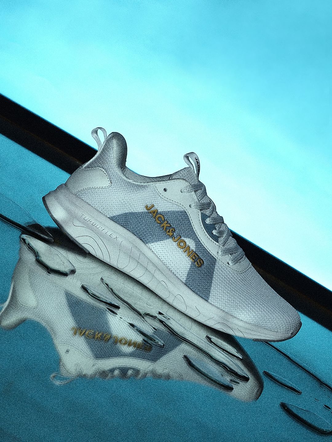 White Colourblocked Knit Sneakers