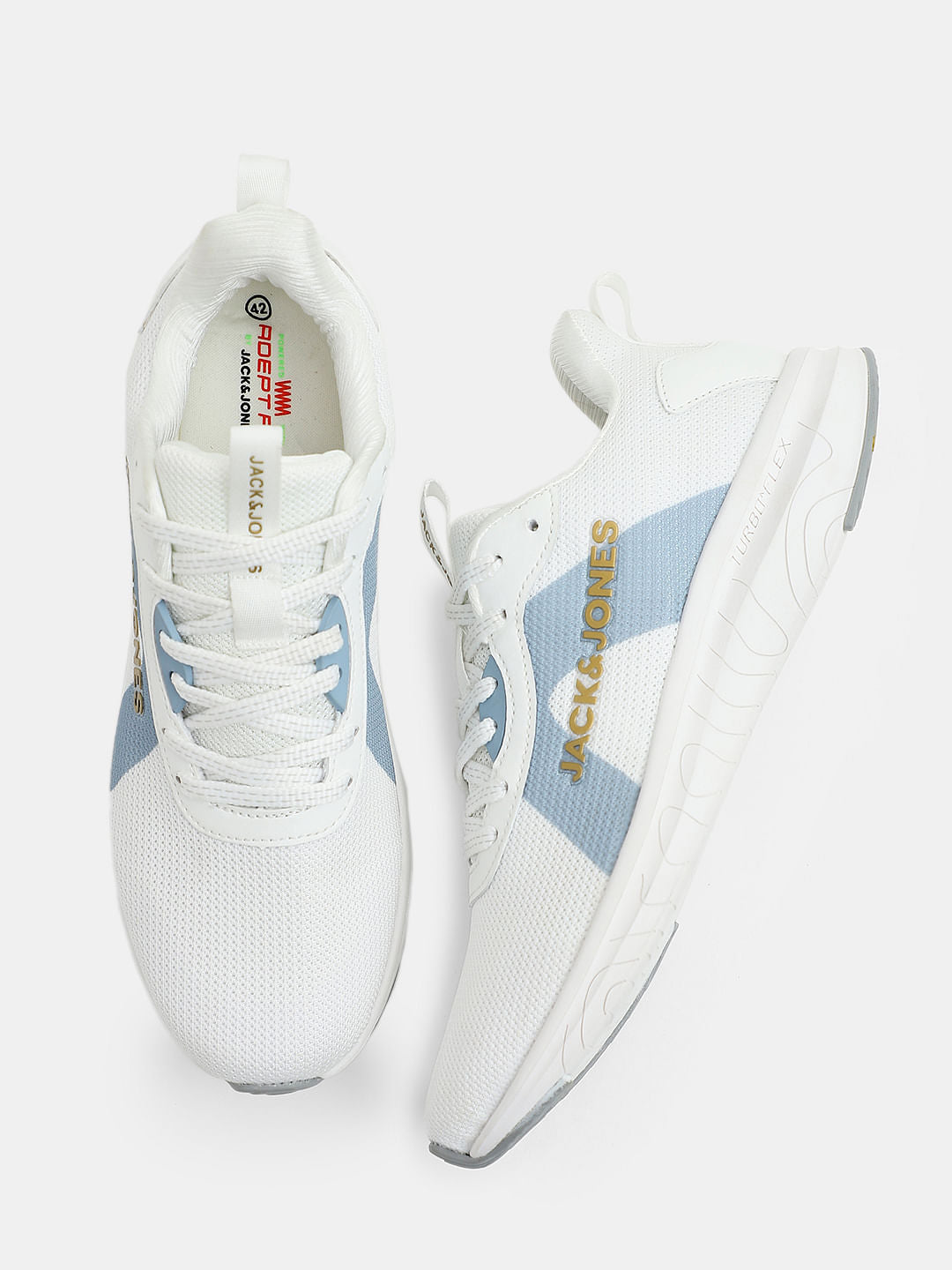 White Colourblocked Knit Sneakers