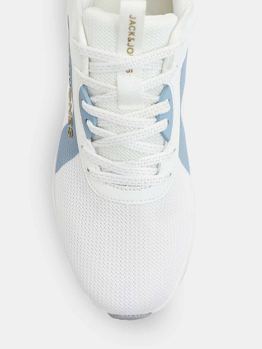 White Colourblocked Knit Sneakers