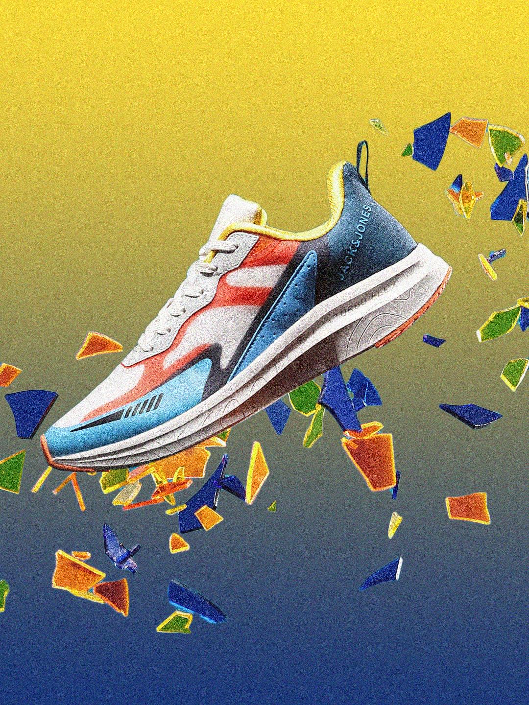 White Colourblocked Sneakers