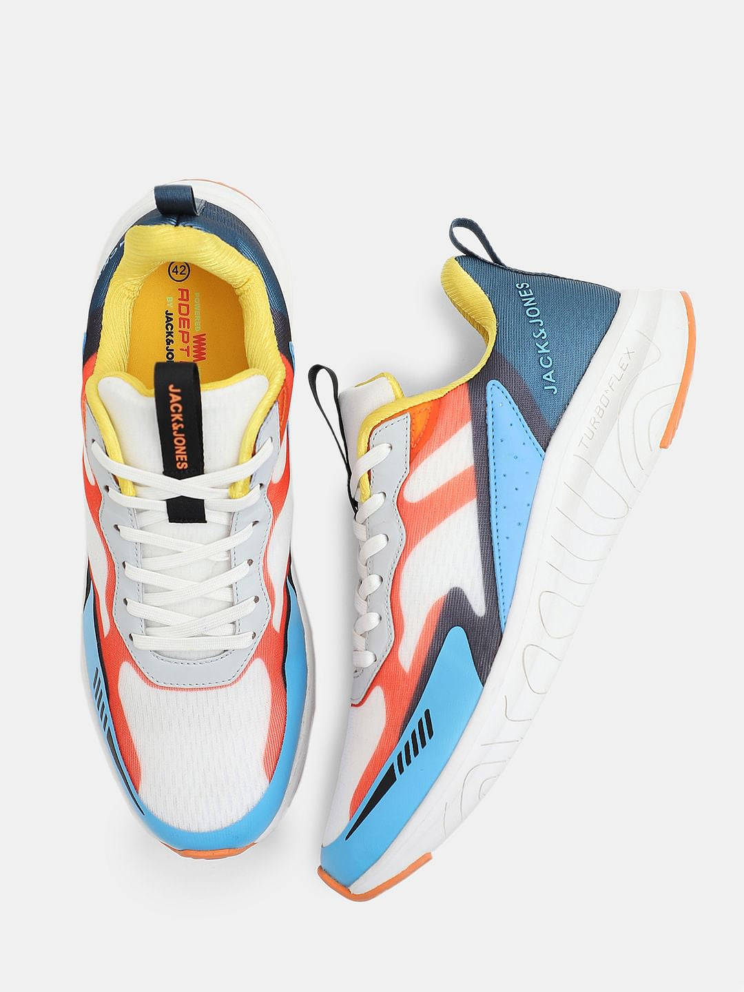 White Colourblocked Sneakers