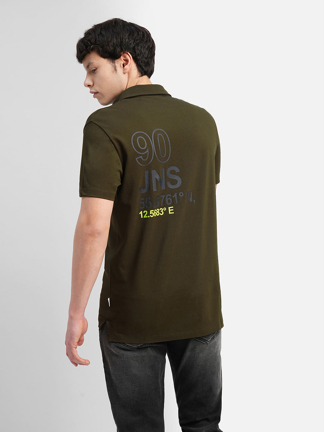 Green Printed Polo Neck T-shirt