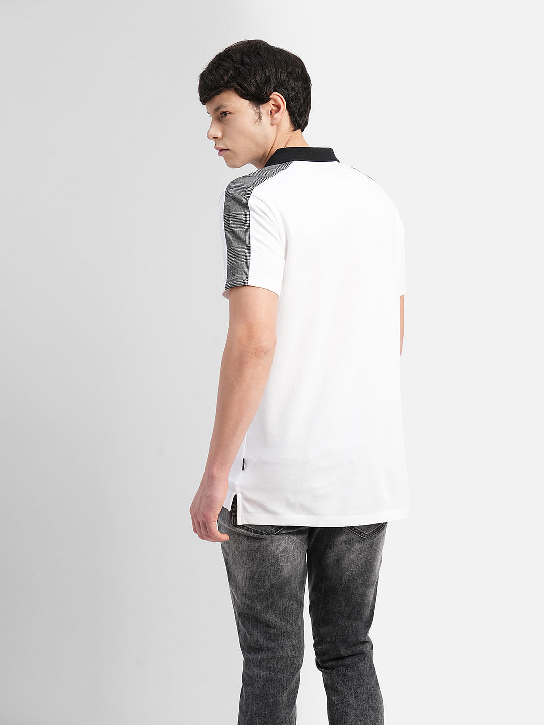 White Tape Detail Polo T-shirt