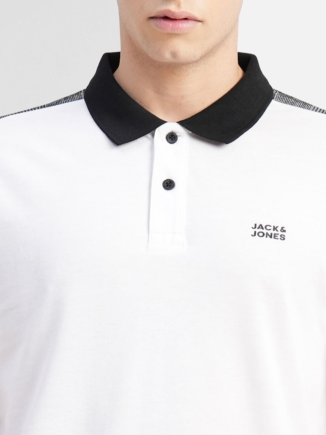 White Tape Detail Polo T-shirt