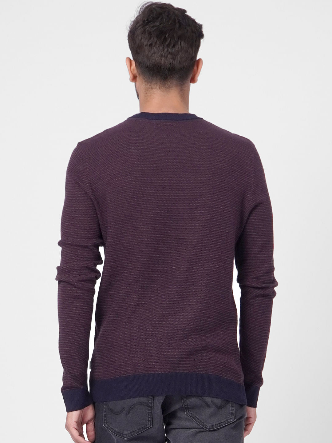 Purple Textured Knit Pullover