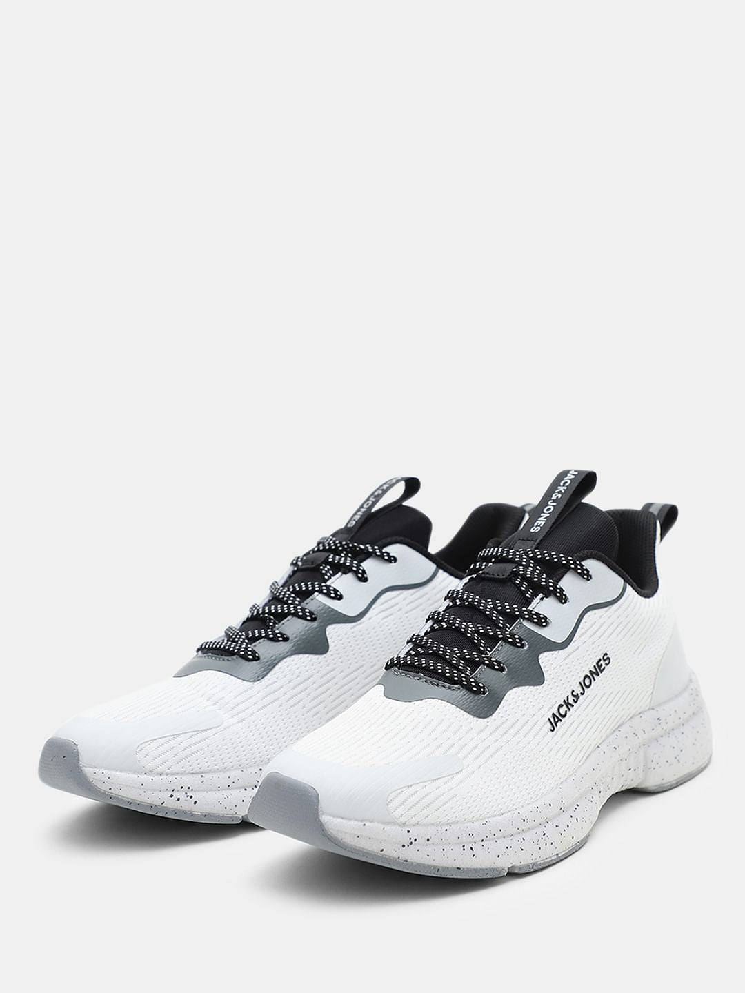 White Lace-Up Mesh Sneakers
