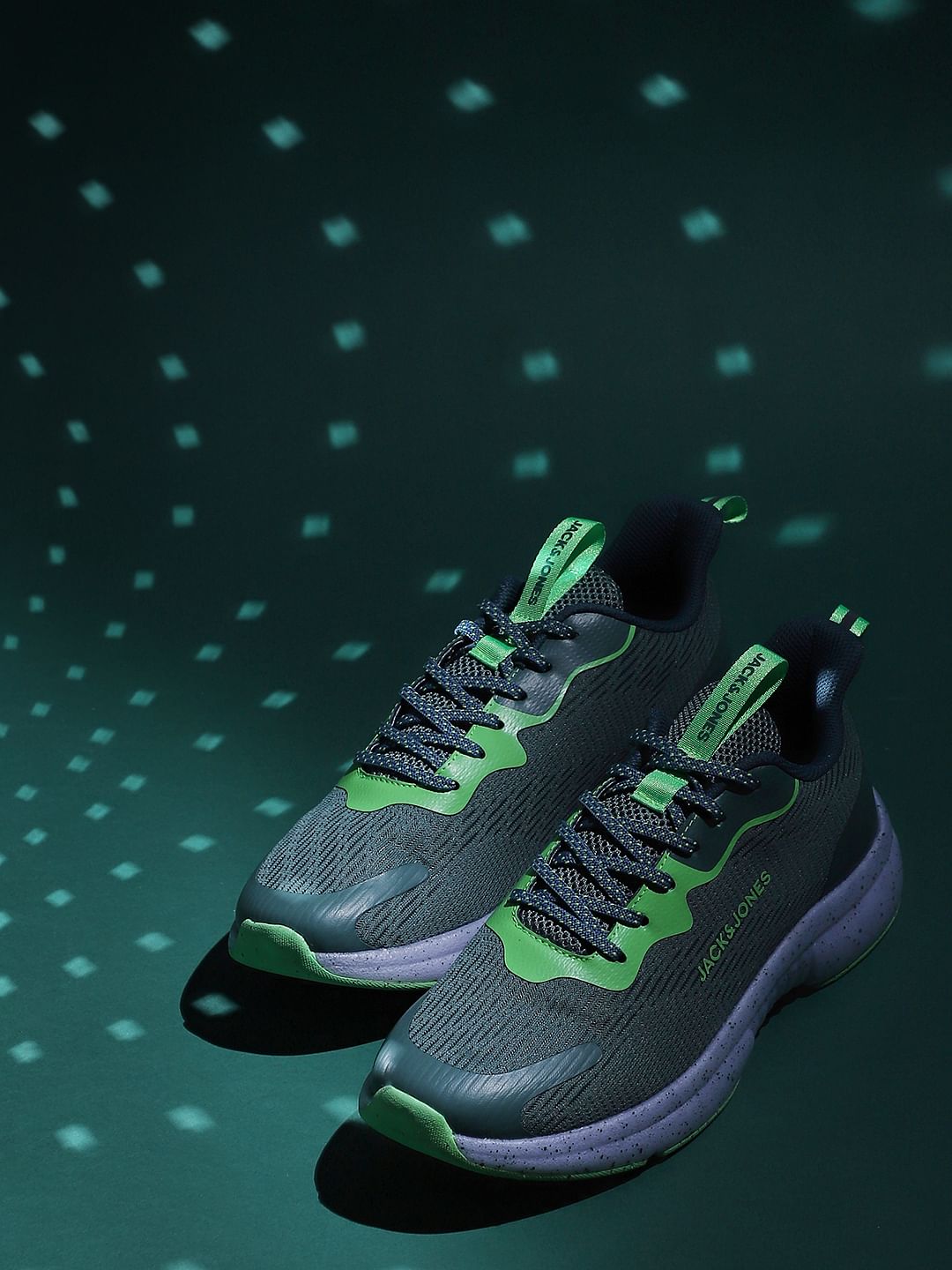 Green Lace-Up Mesh Sneakers