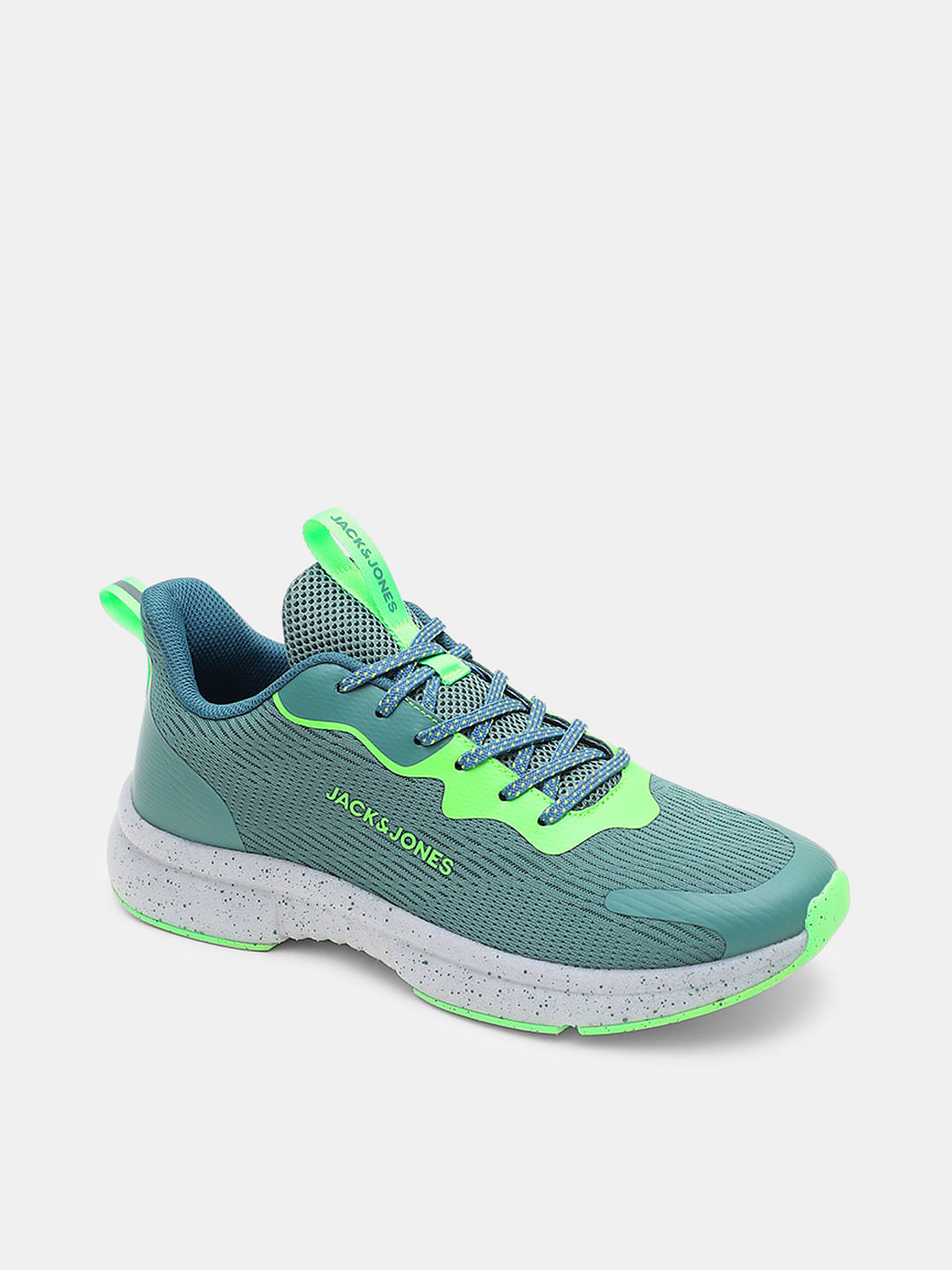 Green Lace-Up Mesh Sneakers