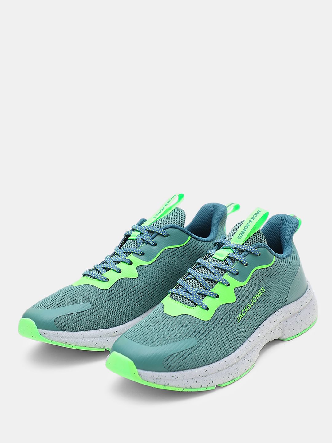 Green Lace-Up Mesh Sneakers