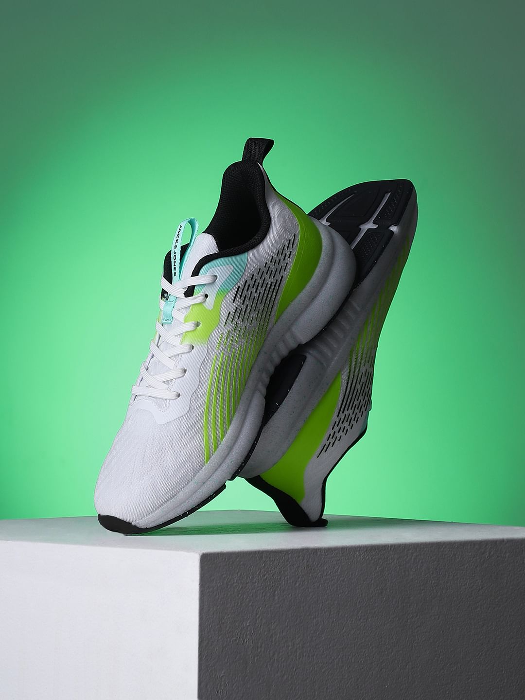 White Abstract Print Mesh Sneakers