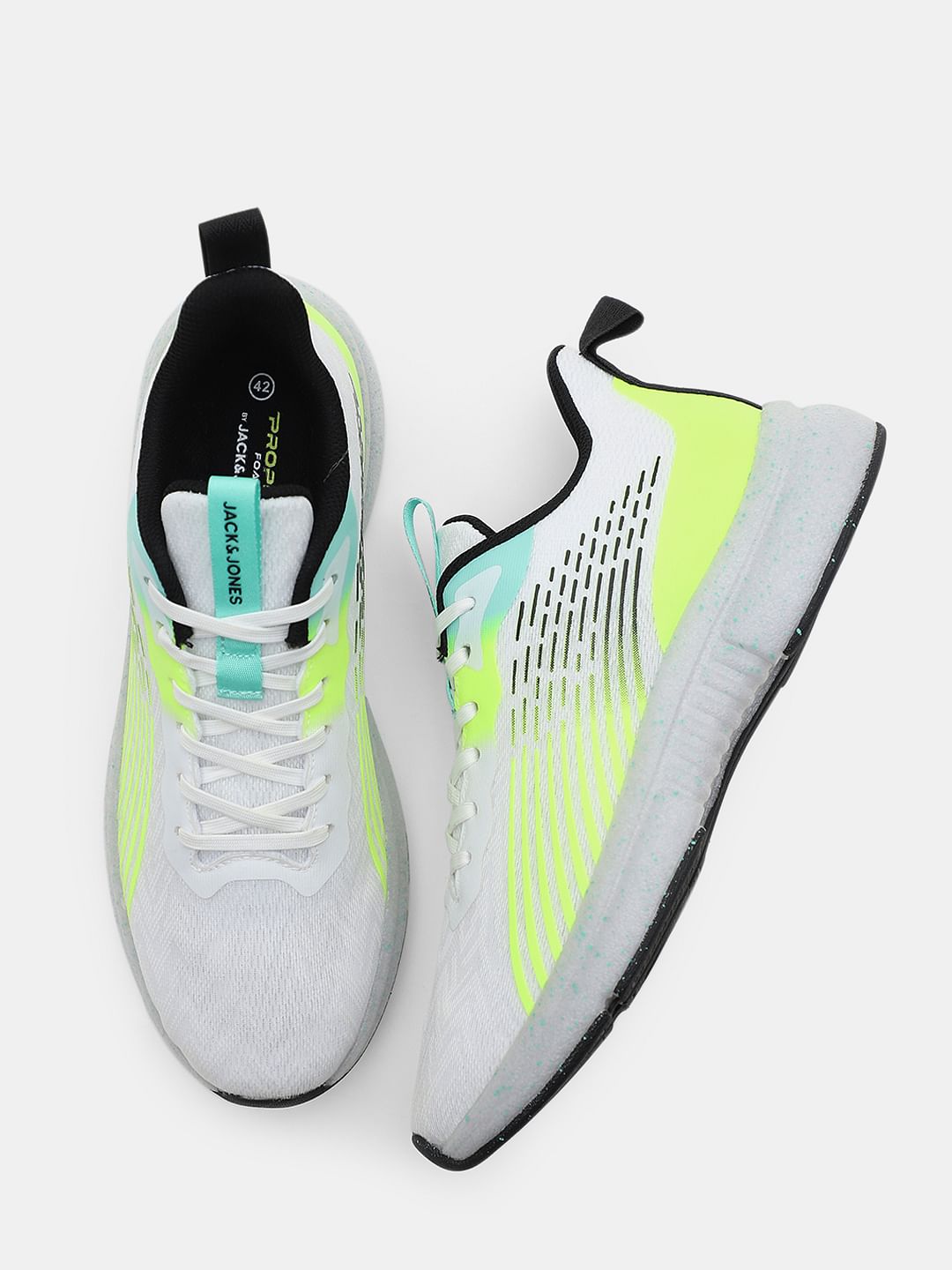 White Abstract Print Mesh Sneakers