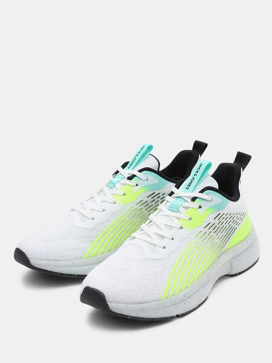 White Abstract Print Mesh Sneakers