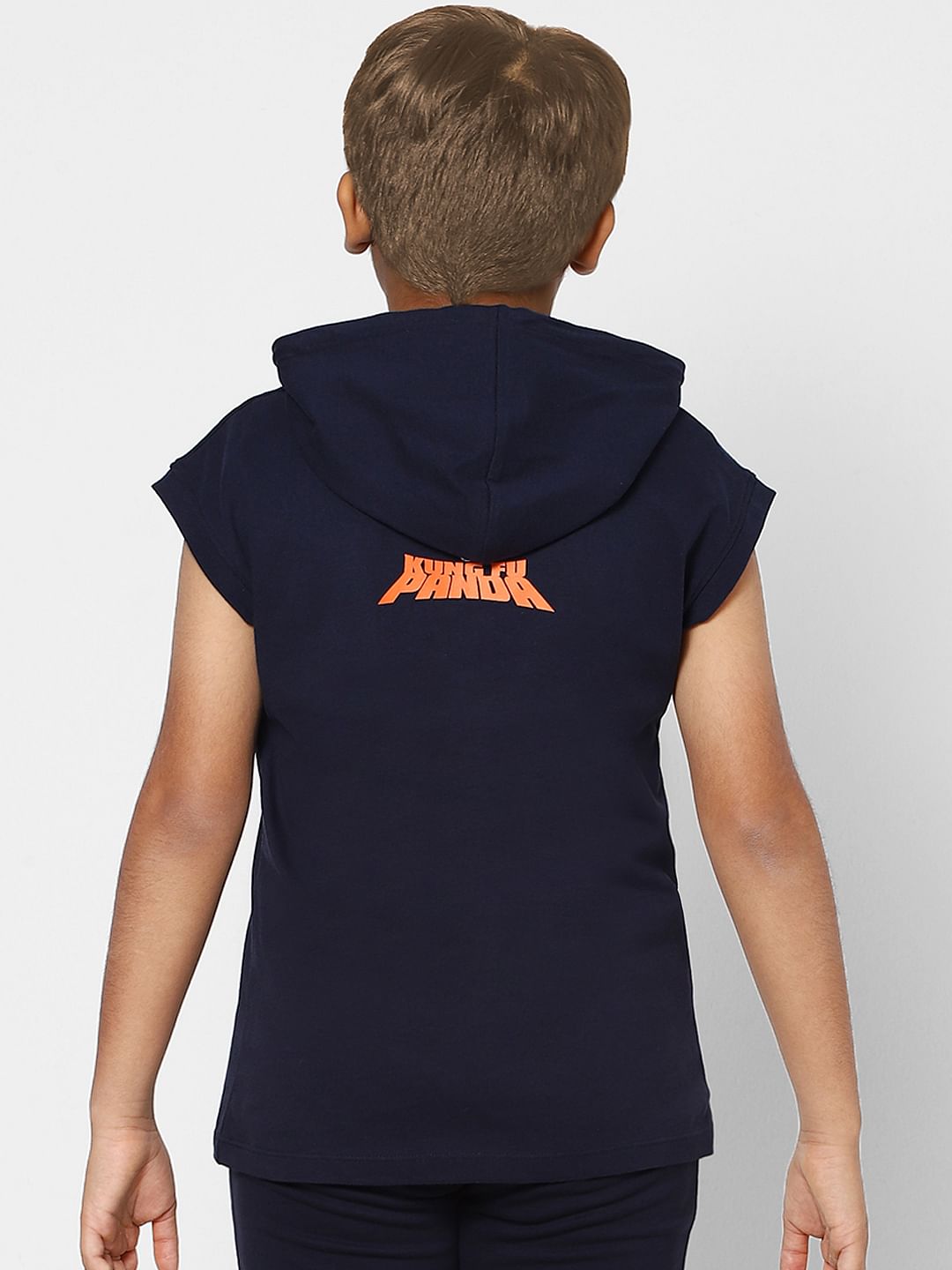 Boys X Kung Fu Panda Blue Sleeveless Hooded T-shirt