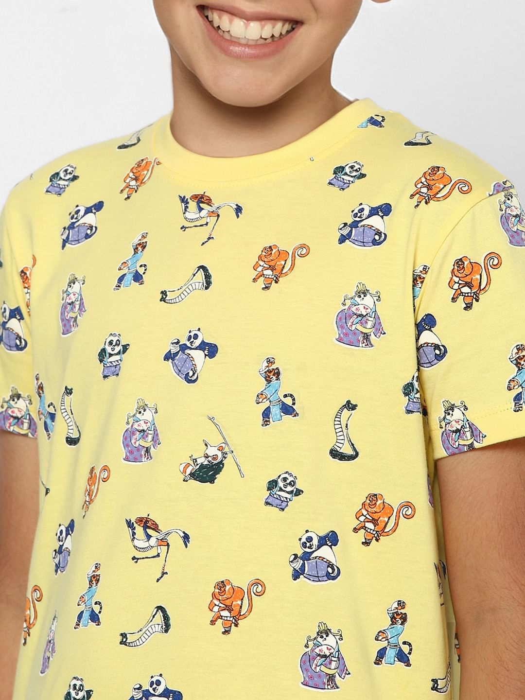 Boys X Kung Fu Panda Yellow Printed Co-ord T-shirt