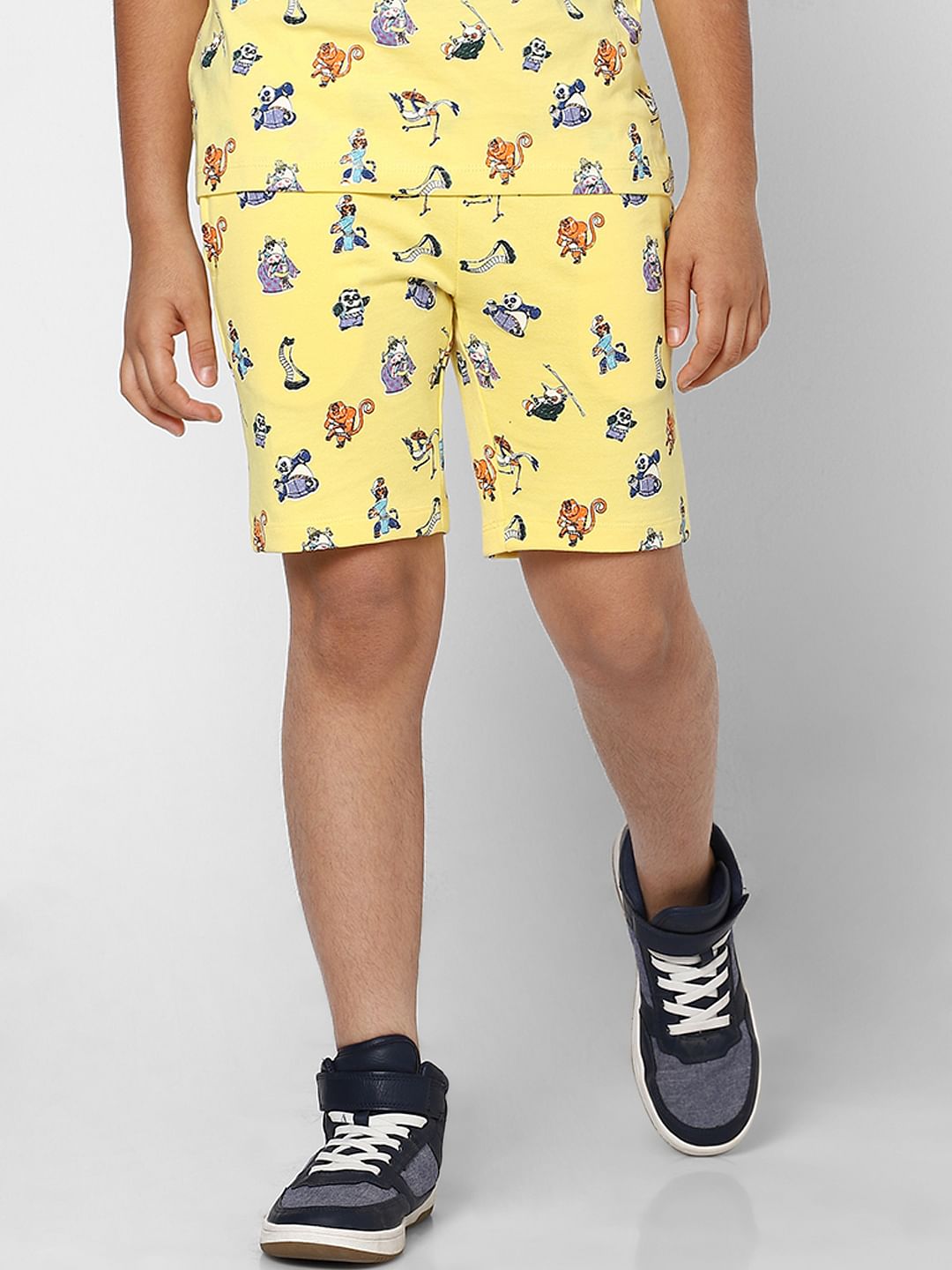 Boys X Kung Fu Panda Yellow Printed Co-ord Shorts