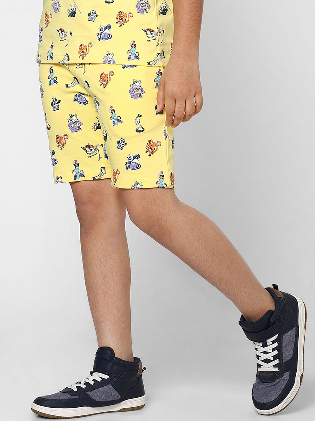 Boys X Kung Fu Panda Yellow Printed Co-ord Shorts