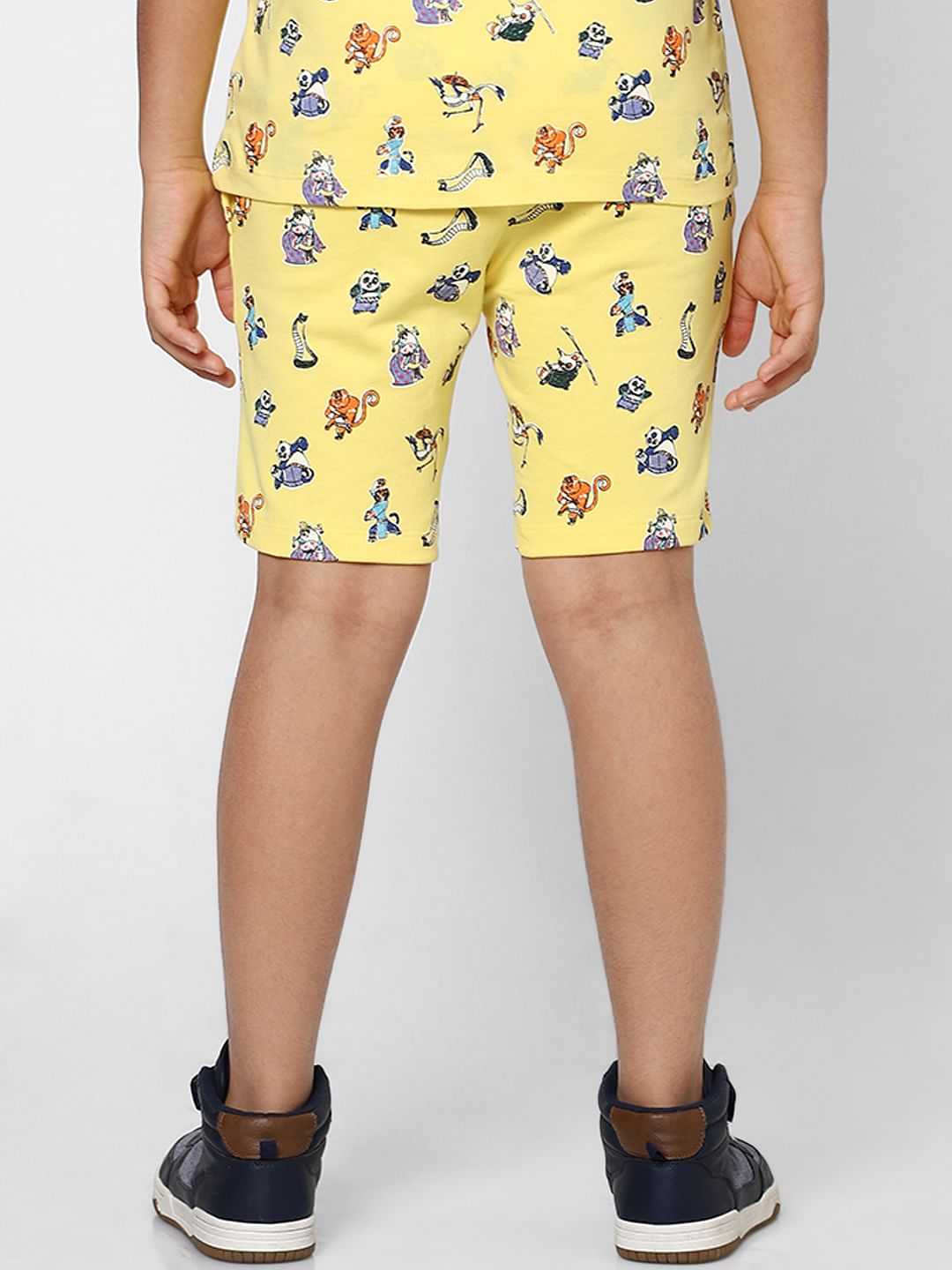 Boys X Kung Fu Panda Yellow Printed Co-ord Shorts